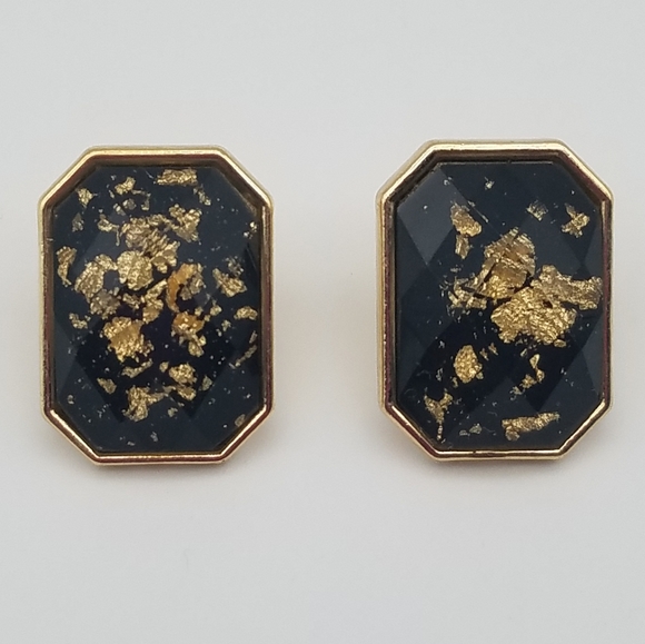 Black and Gold Stud Earrings (NWOT) - Picture 6 of 6